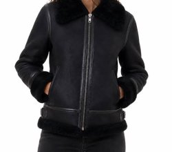 Ladies Brown Leather Aviator Jacket – Premium Style & Comfort